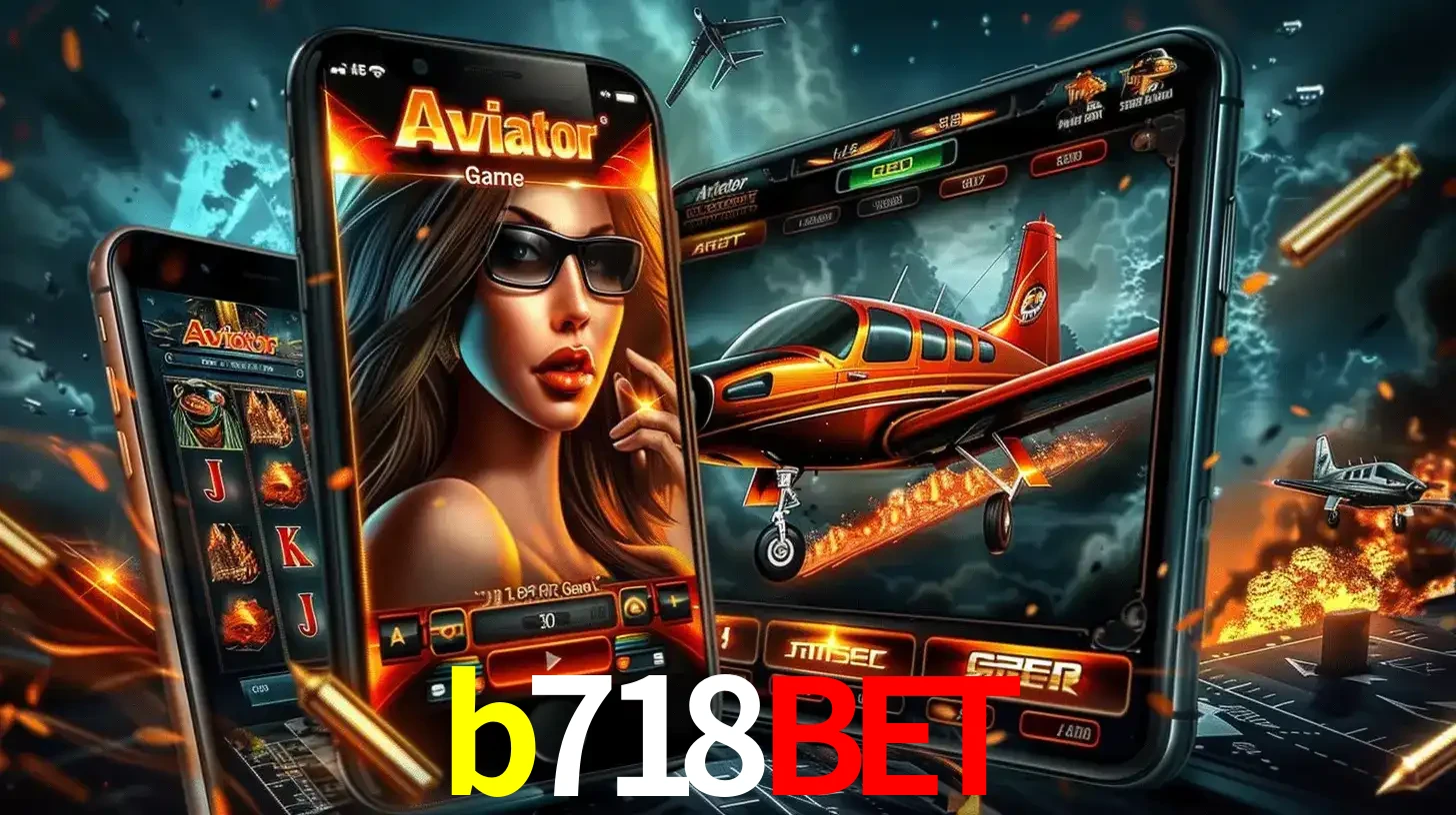 O popular jogo de apostas Aviator exibido em vários celulares e tablets, mostrando a interface emocionante e a ação de voo disponíveis para jogar agora no b718bet.