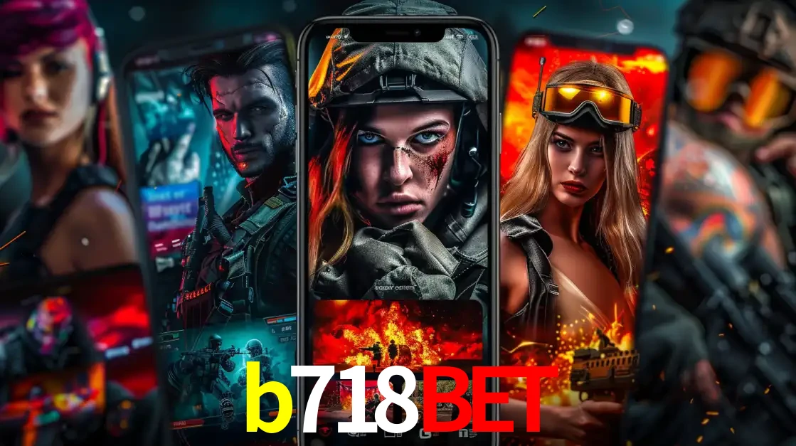 Montagem de telas de celular mostrando diversos personagens, masculinos e femininos, de um jogo de tiro, ilustrando a diversidade de equipes de e-sports para apostar no b718bet.